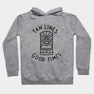 Tiki Statue 'Tan Lines Good Times' - Tropical Vacation Graphic Hoodie